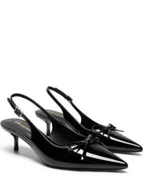🆕 Women's Slingback Kitten Heels Pumps Pointed Toe Bow Dress Shoes for Party